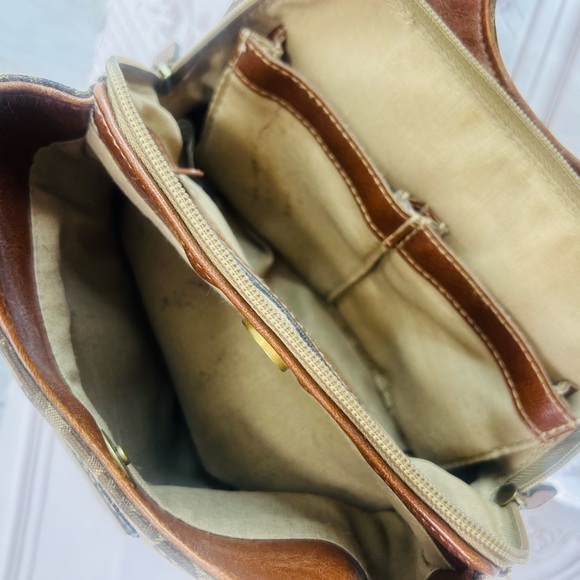 Y2K Rosetti Faux Leather Canvas Beige Tan And Brown Bag Multi Compartments small - Picture 8 of 13